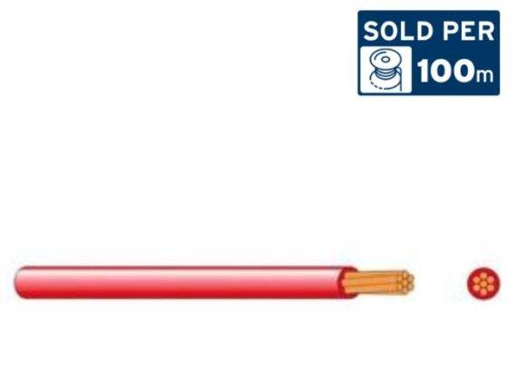 2.5BWRD 0.6/1.0kV V-90 PVC Insulated Building Wire, 1 Core, 2.5 sq-mm x 100m, Red