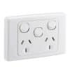 Clipsal 2025XAWE 2000 Series Power Point, 3 Pin General Purpose Outlet Socket Switch With Removable Extra Switch Power Point