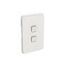 Clipsal Iconic Flush Switch, Vertical Mount, 2 Gang, 1-Way/2-Way, Vivid White, 3042VA-VW