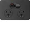 Hager WBSP2S-MB Silhouette 10a Twin Socket Horz+ Shutter