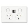 Legrand ED777USB2IWE Double GPO with USB, 10A Socket, 2.4A USB, EL-DED, White