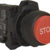 NHP D7PF402PX01HS PUSHBUTTON 22.5mm PLASTIC FLUSH RED STOP 1N/C HANGSELL