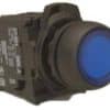 NHP D7PLF6PN3WX10HS PUSHBUTTON 22.5mm PLASTIC FLUSH ILLUM BLUE 24V ACDC 1N/O HS