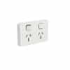Clipsal 3025/15-VW Iconic Socket Switch, Twin, Double Power Point, Horizontal, 15A, 250V