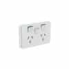 Clipsal 3025XC-CY Iconic Skin Socket Switch, Twin, Double Power Point, Vertical, Extra Switch
