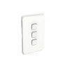 Clipsal Iconic Flush Switch, Vertical Mount, 3 Gang, 1-Way/2-Way, Vivid White, 3043VA-VW