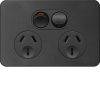 Hager WBSP2S-MB Silhouette 10a Twin Socket Horz+ Shutter