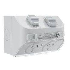 Legrand WL777LG Aqua Life Double GPO 10a Ip53 Surface Mount Light Grey