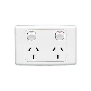 Gpo socket swt twin dbl ple 10a 250v wht CLI2025DWE