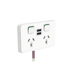 Socket sw hor twin 1ex2usbchrg 10a 250v CLI3025USB2VW