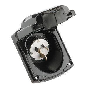 Inlet 3pin shrouded ang flush & flap 15a CLI435VFS15BK