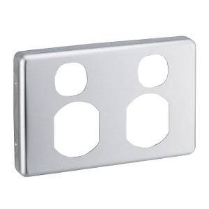 Plate cover dbl gpo brushed aluminium CLIC2025CBA
