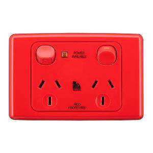 Gpo sock swt dbl 10a power avail neon rd CLIML2025RD
