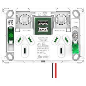 Grid sock swhortwin 1ex2usbchrg 10a 250v CLIP3025USB2G