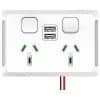 Socket sw hor twin 1ex2usbchrg 10a 250v CLIP3025USB2XW