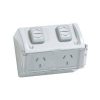 Gpo sw dbl w/flap ip54 10a 250v res/grey CLIWSC227F2RG