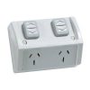 Gpo sw dbl flush w/prf ip53 10a res/grey CLIWSCF227/2RG