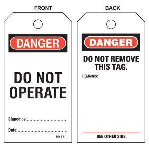 Danger tag do not operate 5pk MMS-41