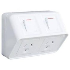 Weatherproof 10a dgpo shallow white HAGWBWP2SH-W