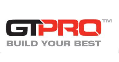 GT PRO logo in black and red with the slogan 'BUILD YOUR BEST' in gray lettering.