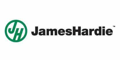 James Hardie logo: green circular JH monogram to the left of the bold 'James Hardie' wordmark.