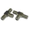 Matchmaster 08MM-A12 Coaxial Adaptor, T Piece 3 Way 'F' Type Female Adaptor (5 Pack), The design allows signal splitting to two devices or can be used to create RF stub filters