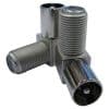 Matchmaster 08MM-A14-5P Coaxial Adaptor, 'F' Female to IEC Male Right Angle Adaptor (5 Pack), Used to adapt 'F' type male connections to IEC (PAL) male with 90-degree bend radius