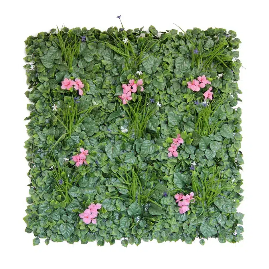 100x100cm Artificial Hedge Tile Pink Flower