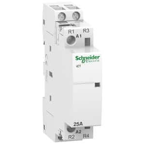 Schneider A9C20736 Acti9 iCT Series Din Contactor, 2 N/C Contacts, 2 Pole, 25A, 240V, 1 Module, Din Rail Mount