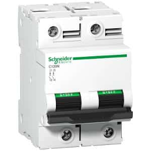 Schneider Electric A9N18362 Miniature circuit breaker (MCB), Acti9, C120N, 2P, 100A, C curve, 10000A (IEC/EN 60898-1), 10kA (IEC/EN 60947-2), White