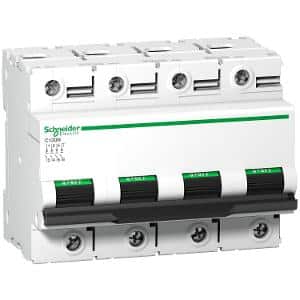 Schneider Electric A9N18374 Miniature circuit breaker (MCB), Acti9, C120N, 4P, 100A, C curve, 10000A (IEC/EN 60898-1), 10kA (IEC/EN 60947-2), White
