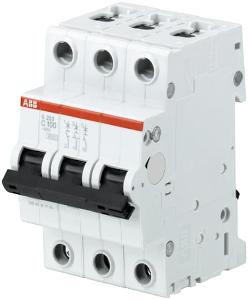 ABB S203C80 Miniature Circuit Breaker, MCB, 3 Pole, 80A, 415V, C Curve, 6KA, Din Rail Mount, 3 Module