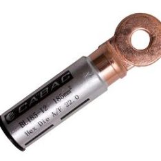 Cabac BL185-12 Bi-Metal Aluminium/Copper Cable Lug, Crimp Type, Aluminium Cable to Copper Stud, 185mm Cable, 12mm Stud, 99.6% Aluminium & 99.9% Copper