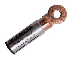 Cabac BL185-12 Bi-Metal Aluminium/Copper Cable Lug, Crimp Type, Aluminium Cable to Copper Stud, 185mm Cable, 12mm Stud, 99.6% Aluminium & 99.9% Copper