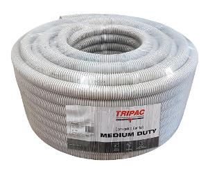 Cabac Tripac CC2550 Corrugated Conduit, Flexible, Medium Duty, PVC, 25mm, 50 mtr Roll, Grey
