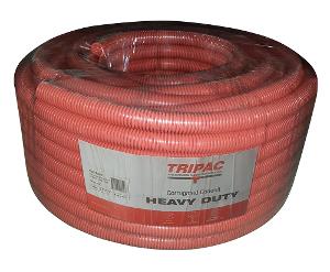 Cabac Tripac CCO5025 Corrugated Conduit, Flexible, Heavy Duty, Underground, PVC, 50mm, 25 mtr Roll, Orange