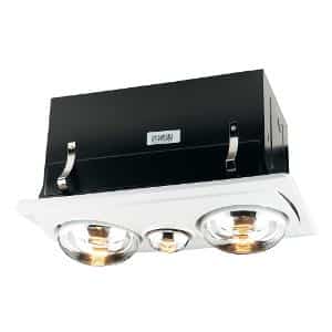 Clipsal 7600ATP-WE Sunshine Series 3 In 1 Bathroom Combination, 2 Light, 2 x 275W Heat Lamps, Fan-Light-Heat, Recessed, Ducted, Ceiling Mount, White Electric