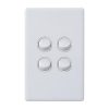 Legrand ED770/4WE Excel Life Dedicated Plate Series Switch, Single Pole Double Throw, Flush, 4 Gang, Vertical, 240V 16AX, 1 or 2 Way, White Electric