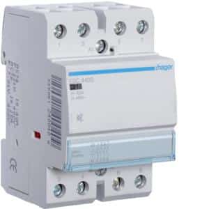 Hager ESC440S Din Contactor, Hum Free, 4 N/O Contacts, 4 Pole, 40A, 240V, 3 Module, Din Rail Mount