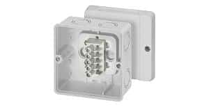 Hensel DM9045 Adaptable Box, Thermoplastic, IP65, With Knockouts, With terminals, 98mm X 98mm X 61mm, Grey
