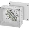 Hensel KM9065 Adaptable Box, Thermoplastic, IP65, With Knockouts, With Terminals, 139mm X 119mm X 70mm, Grey