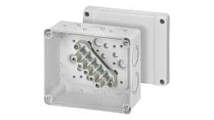 Hensel KM9065 Adaptable Box, Thermoplastic, IP65, With Knockouts, With Terminals, 139mm X 119mm X 70mm, Grey