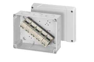 Hensel KM9255 Adaptable Box, Thermoplastic, IP65, With Knockouts, With Terminals, 200mm X 160mm X 98mm, Grey