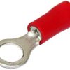 HellermannTyton 1R4 Insulated Ring Terminal, Single Grip, Red, 1.5mm Cable, 4mm Stud, Pack of 100
