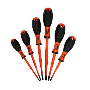 Klein Tools 32317 Insulated Screwdriver Kit, 1000V Rated, 6-Piece Set, Ergonomic Handles, Includes 3mm, 4mm, 5.5mm, 6.5mm, No. 1 & No. 2 Phillips, Orange/Black