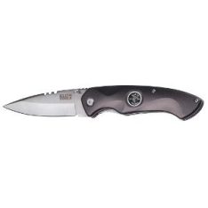 Klein Tools 44201 Electrician's Pocket Knife, Folding, Stainless Steel Drop Point Blade, Anodized Aluminium Handle, 7.969in Length, Wire Stripping Notches, Silver