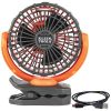 Klein Tools 29112 Rechargeable Personal Jobsite Fan, 3 Blade, 10W, 5V USB-C, 360° Rotation, Multiple Mounting Options, Lightweight, Orange/Dark Grey