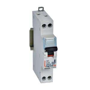 Legrand 411133 DX3 RCBO, 1P Plus N, 25A, 30mA, C Curve, 6kA Breaking Capacity, DIN Rail Mount, 1 Module, IP20, 240V, Plastic, 17.8mm Wide, White