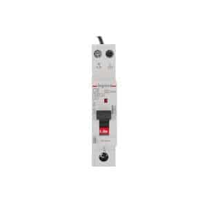 Legrand 418891 DX3 RCBO, 6A, 1P 30mA C Curve, 6kA Breaking Capacity, DIN Rail Mount, 900mm Flexible Neutral Tail, IP20, 230/240V, Black