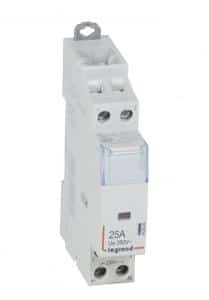 Legrand 412523 Din Contactor, 2 N/O Contacts, 2 Pole, 25A, 240V, 1 Module, Din Rail Mount